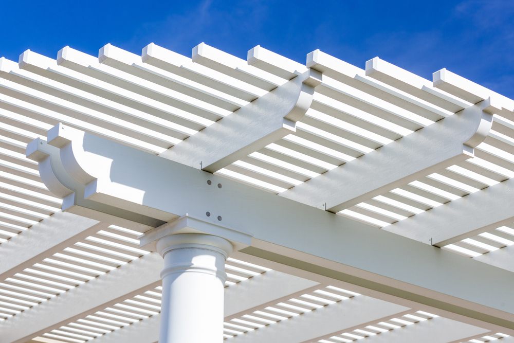 White lattice patio cover